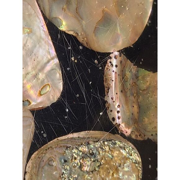 Vintage 8" Round Acrylic Lucite Abalone Sea Shell Footed Trivet Hot Plate | EUC - Picture 7 of 7